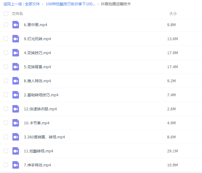 价值399元的抖音拍摄106种炫酷技巧