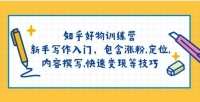 知乎好物训练营:新手写作入门,包含涨粉,定位,内容撰写,快速变现等技巧 知乎好物训练营:新手写作入门,包含涨粉,定位,内容撰写,快速变现等技巧